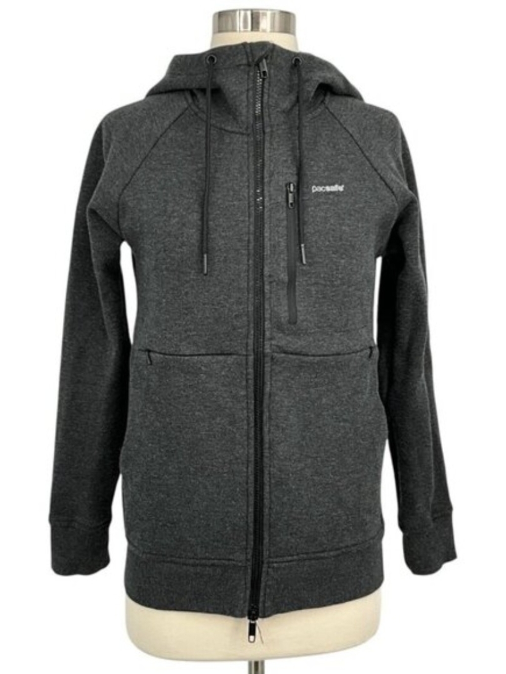 PACSAFE Transit RFID Multi Pocket Travel Hoodie Mulipocket Zip up Jacket Grey XS
